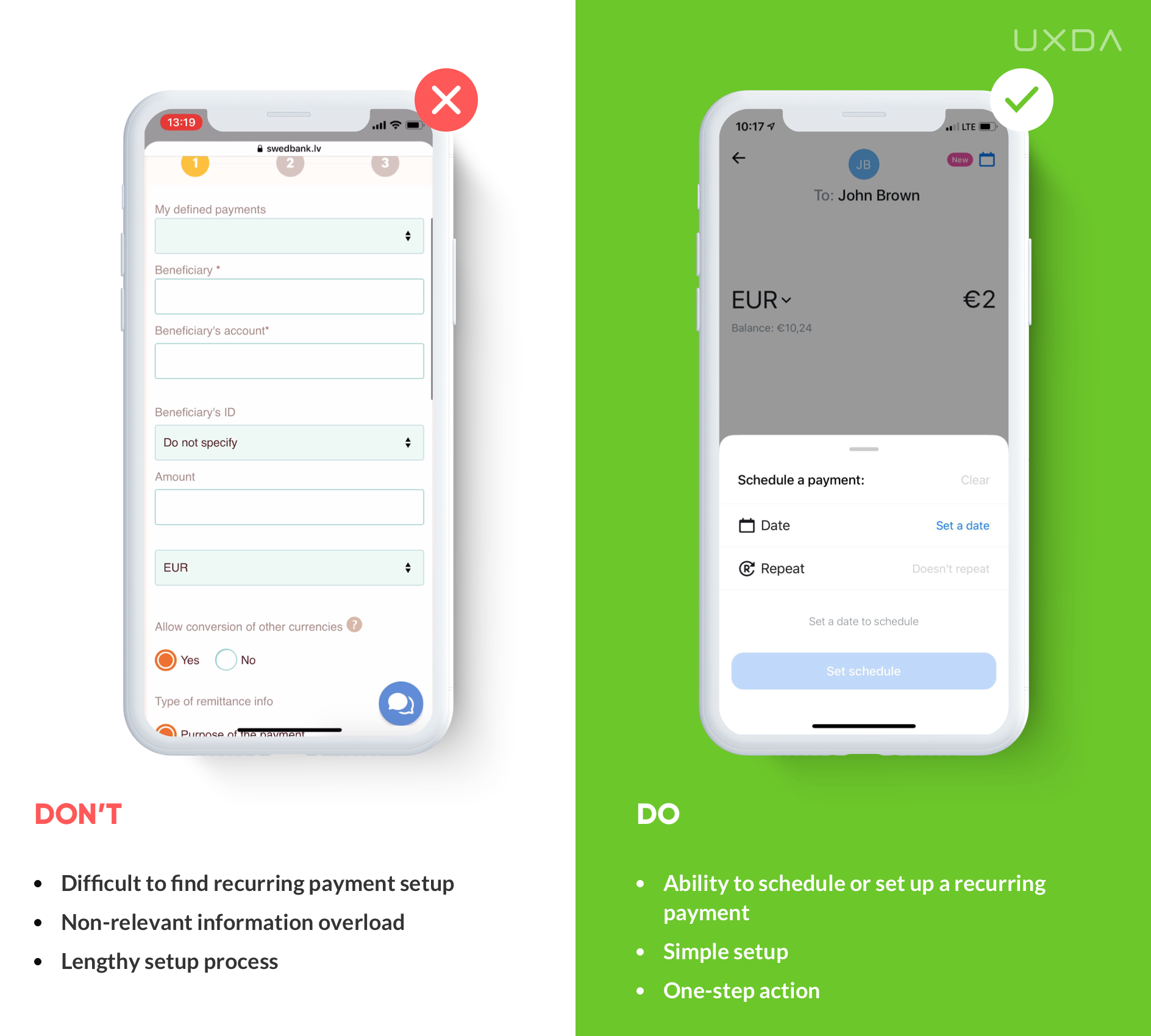 Fintech UX / UI Guide: TOP 20 Tips to Improve Mobile Banking Solutions Design - Recurring payments