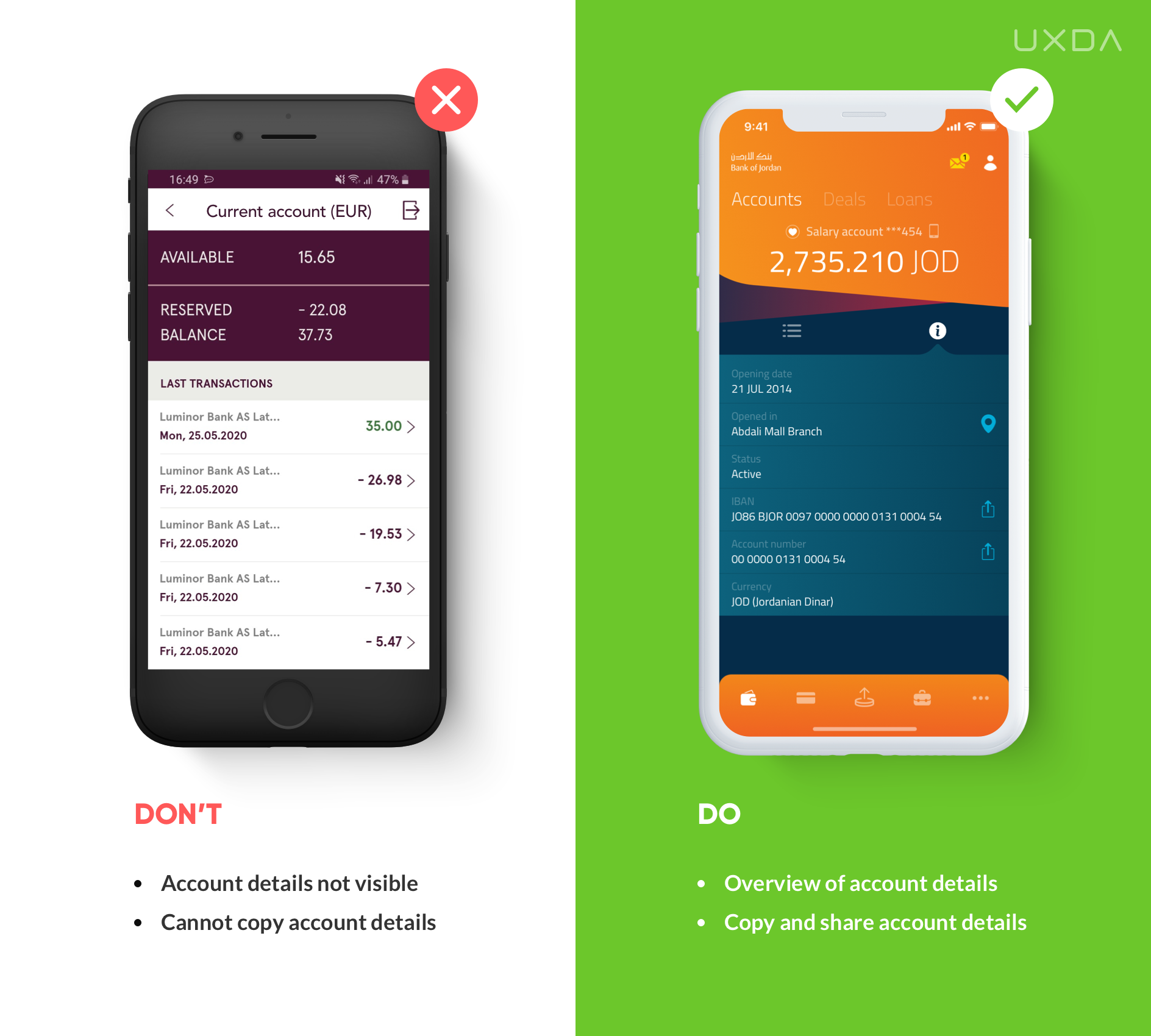 Fintech UX / UI Guide: TOP 20 Tips to Improve Mobile Banking Solutions Design - Account details