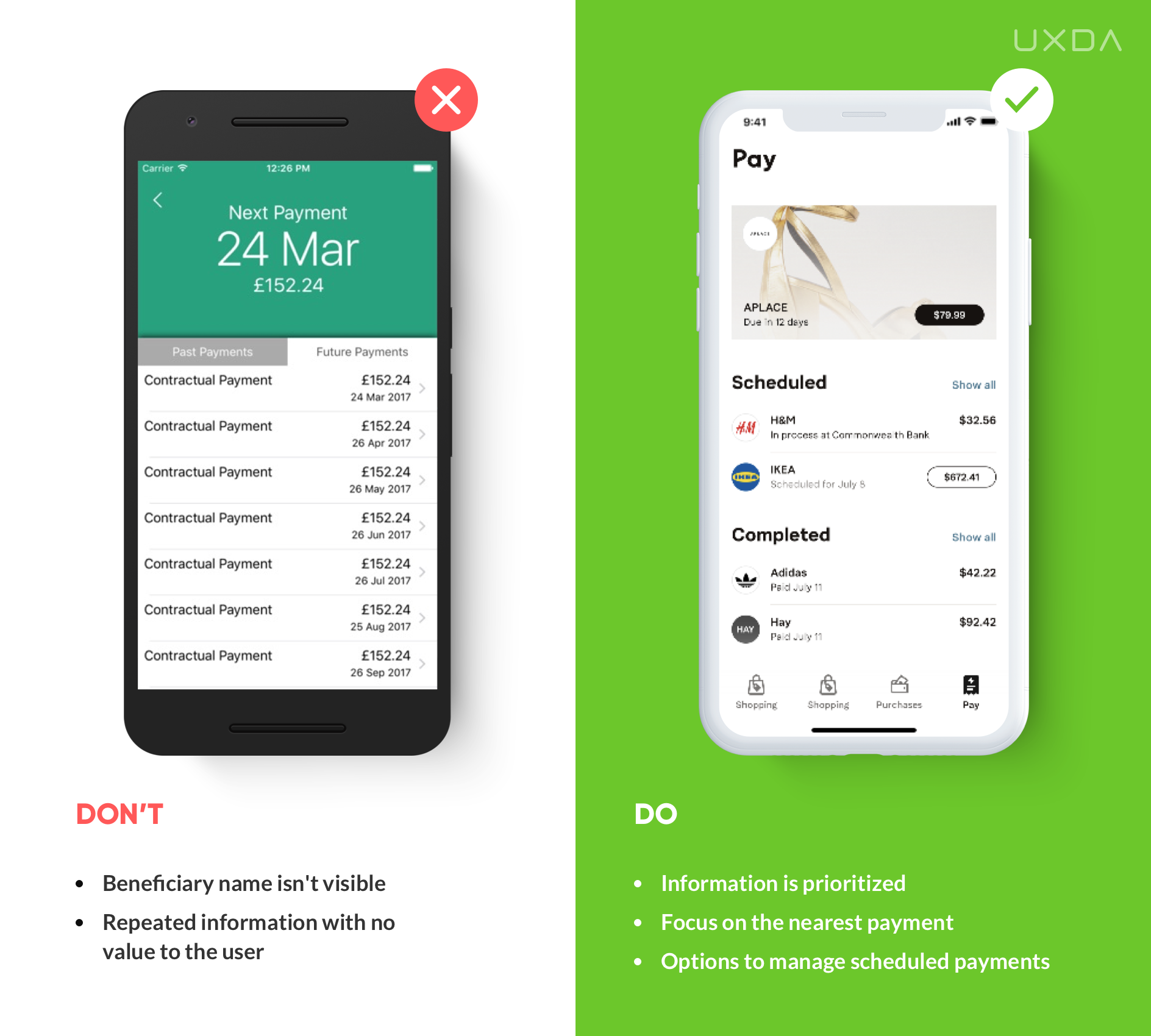 Fintech UX / UI Guide: TOP 20 Tips to Improve Mobile Banking Solutions Design - Scheduled payments